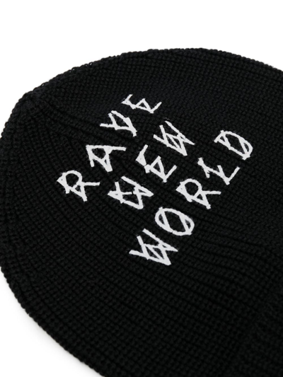 Shop 44 Label Group Logo-print Ribbed-knit Beanie In Black