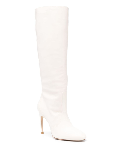 Stuart Weitzman Luxecurve 100mm Leather Boots In White