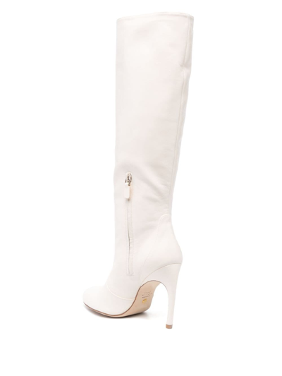 Stuart Weitzman Luxecurve 100mm Leather Boots In White