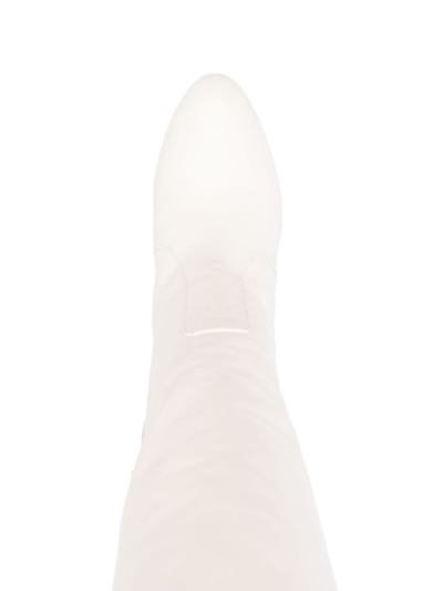 Stuart Weitzman Luxecurve 100mm Leather Boots In White