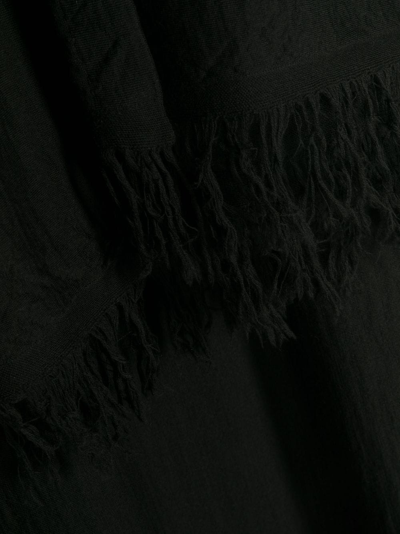 Shop Rick Owens Fringed-edge Knitted Wool Scarf In Black