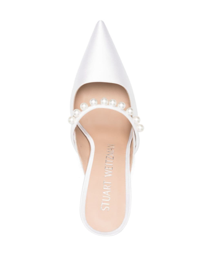 Shop Stuart Weitzman Goldie 95mm Leather Mules In White