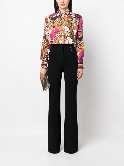 Roberto Cavalli Satin-finish Cheetah-print Shirt In White