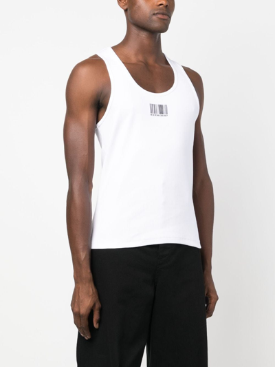 Shop Vtmnts Barcode-print Cotton Tank Top In White