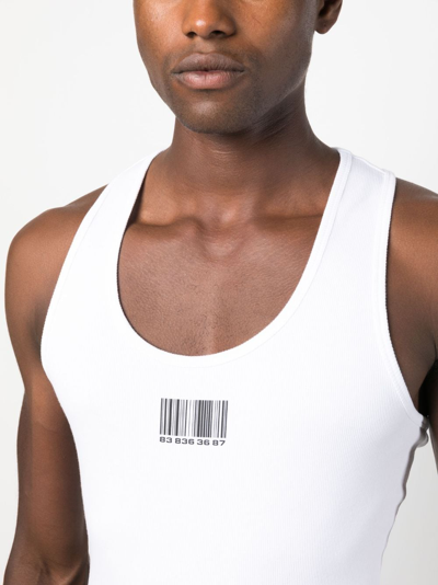 Shop Vtmnts Barcode-print Cotton Tank Top In White