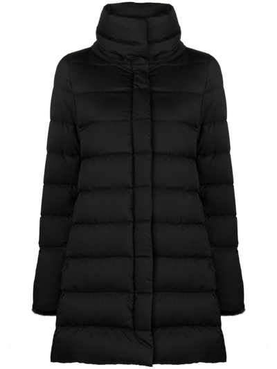 Shop Herno Quilted Hooded Coat In Black
