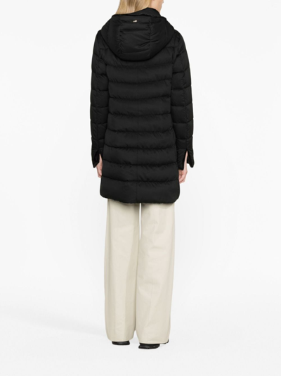 Shop Herno Quilted Hooded Coat In Black