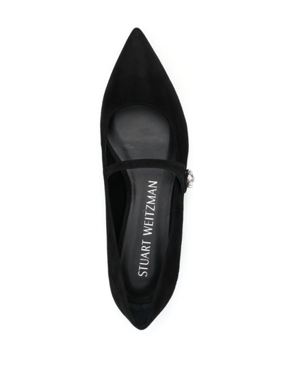 Shop Stuart Weitzman Crystal Fleur Crystal-embellished Ballerina Shoes In Black