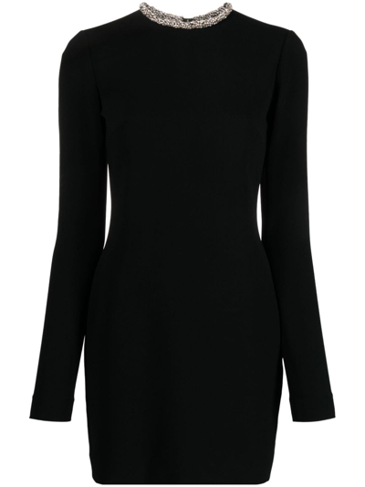 Shop Stella Mccartney Crystal-embellished Cut-out Minidress In Black