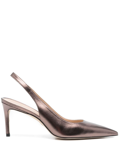 Shop Stuart Weitzman Slingback 90mm Pointed-toe Pumps In Brown