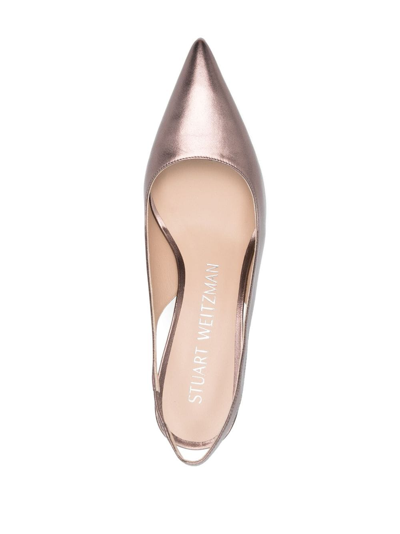 Shop Stuart Weitzman Slingback 90mm Pointed-toe Pumps In Brown