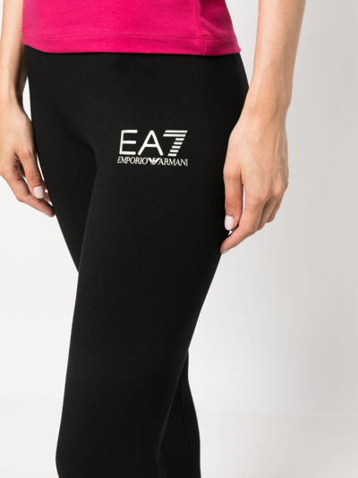 Shop Ea7 Logo-print Cotton Leggings In Black