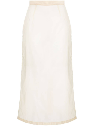Maison Margiela Semi-sheered High-waisted Skirt In Neutrals