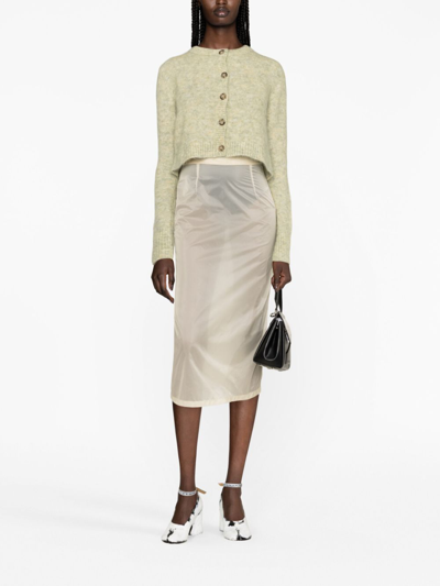 Maison Margiela Semi-sheered High-waisted Skirt In Neutrals