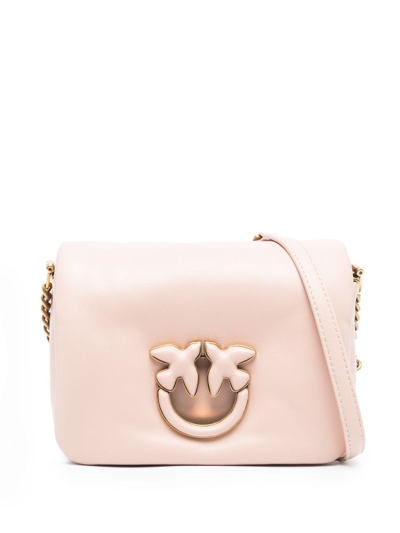 Shop Pinko Love Leather Crossbody Bag In Pink