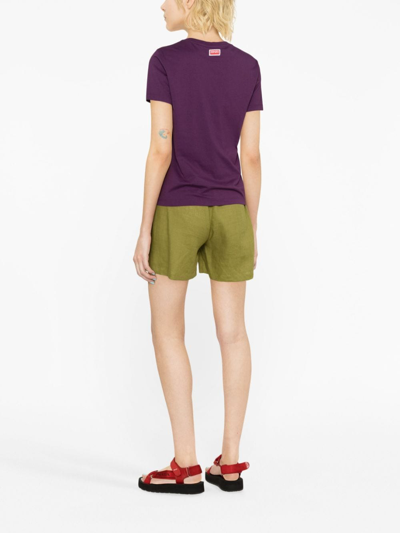 Shop Kenzo Logo-print Cotton T-shirt In Purple