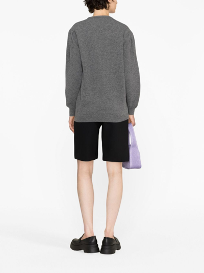 Alessandra Rich Intarsia-patterned Wool Jumper In Grey
