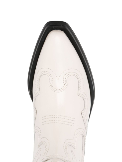 Shop Ganni 40mm Embroidered Mid-calf Western Boots In White