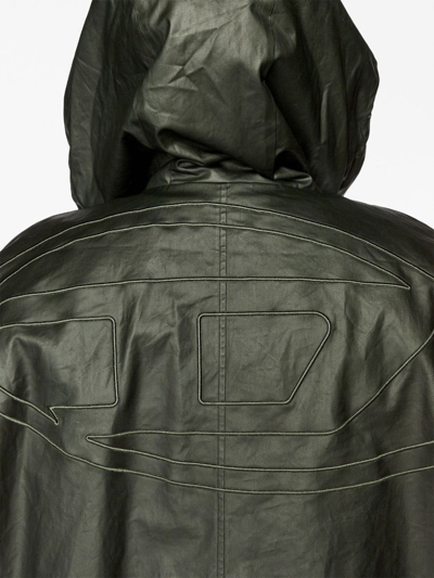 Shop Diesel J Logo-embroidered Hooded Coat In Black