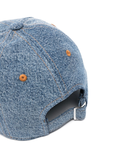 Moschino Jeans Logo-tag Denim Cap In Blue
