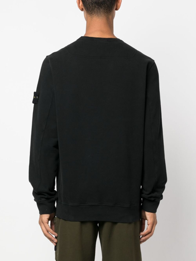 Shop Stone Island Compass-patch Cotton Sweatshirt In Black