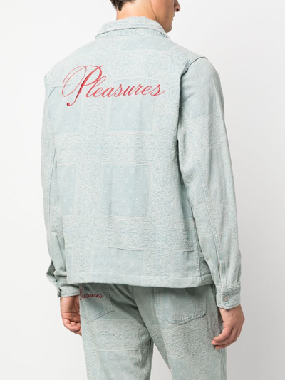 Shop Pleasures Paisley-print Denim Jacket In Blue