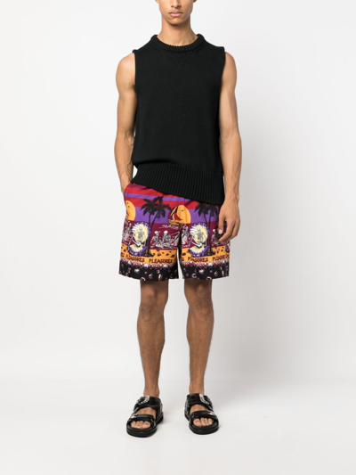 Pleasures Beach Short Burgundy In Purple
