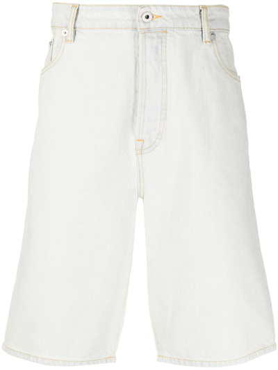 Kenzo White Denim Knee-length Bermuda Shorts In Blue