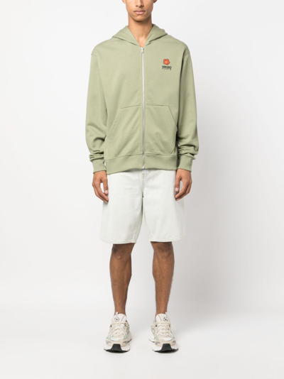 Kenzo White Denim Knee-length Bermuda Shorts In Blue