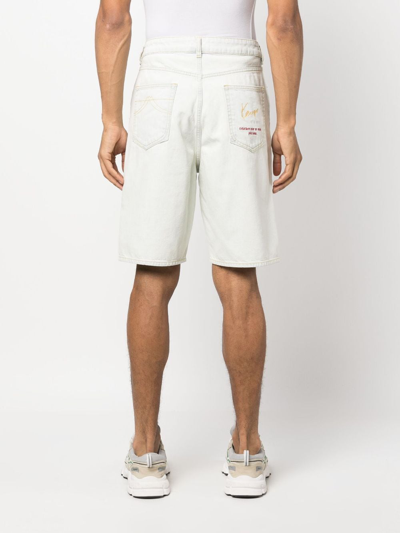 Kenzo White Denim Knee-length Bermuda Shorts In Blue