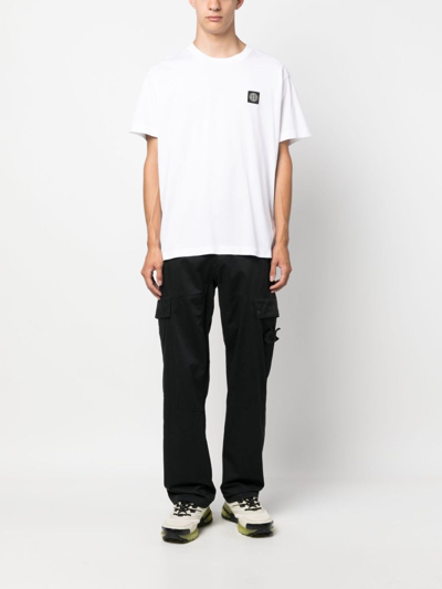 Shop Stone Island Compass-patch Cotton T-shirt In White