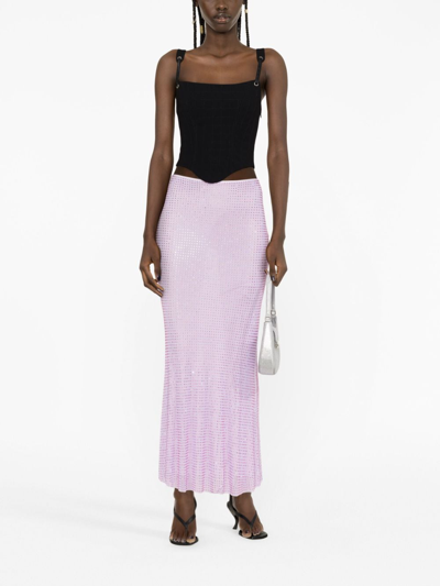 Self-portrait Crystal-embellished Mesh Midi Shirt In Purple