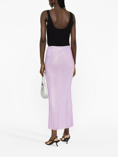 Self-portrait Crystal-embellished Mesh Midi Shirt In Purple