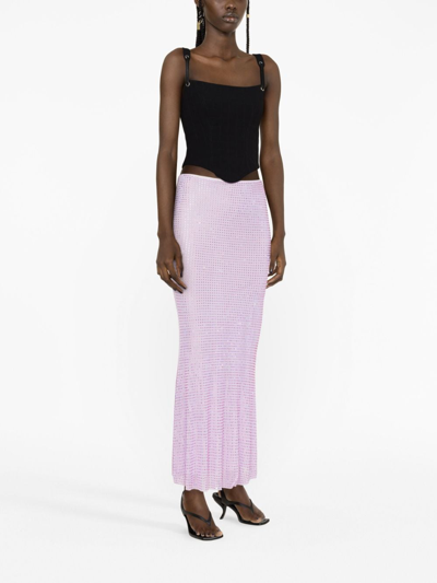 Self-portrait Crystal-embellished Mesh Midi Shirt In Purple