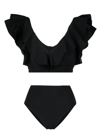 Shop Maygel Coronel Mila Ruffled Bikini In Black