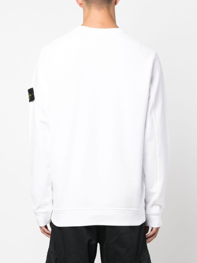 Shop Stone Island Compass-patch Cotton Sweatshirt In White