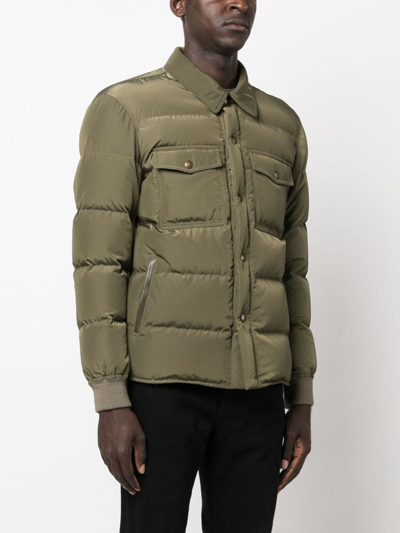 Shop Tom Ford Techno Ottoman Padded Jacket In Green