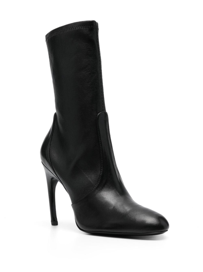 Shop Stuart Weitzman Luxecurve 120mm Leather Ankle Boots In Black