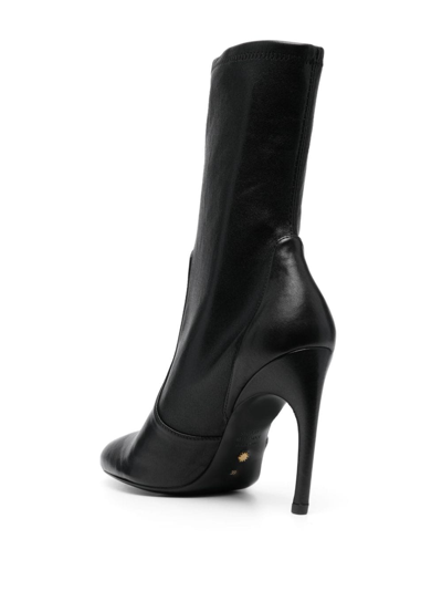 Shop Stuart Weitzman Luxecurve 120mm Leather Ankle Boots In Black