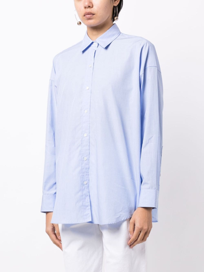 Shop Nili Lotan Mattia Cotton Shirt In Blue