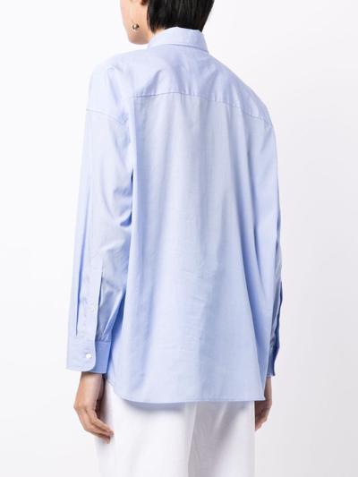 Shop Nili Lotan Mattia Cotton Shirt In Blue