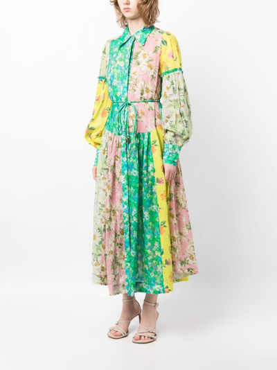 Shop Alemais Kenzie Patchwork-print Maxi Dress In Green