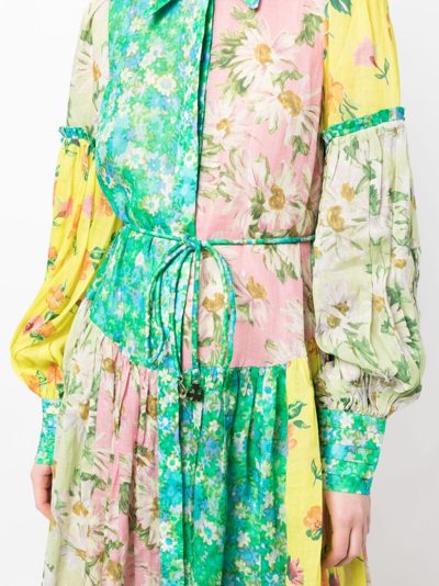 Shop Alemais Kenzie Patchwork-print Maxi Dress In Green