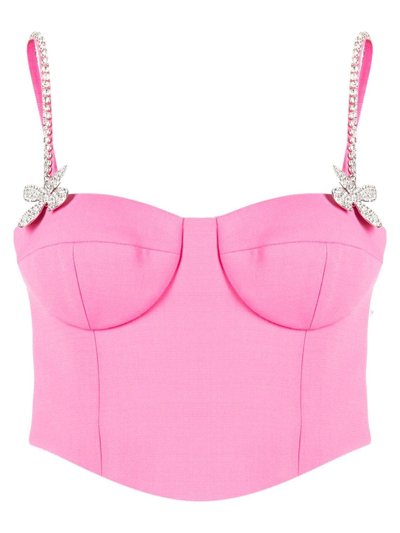 Shop Area Butterfly-appliqué Wool Bustier Top In Pink