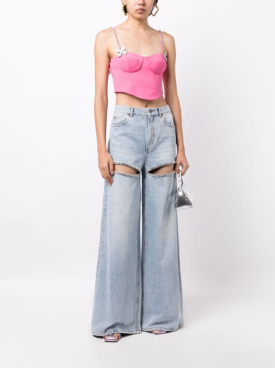 Area Embellished Wool Bustier In Carmine Rose