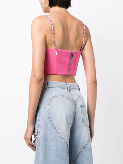 Area Embellished Wool Bustier In Carmine Rose