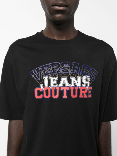 Versace Jeans Couture Collage Print Black T-shirt In Black