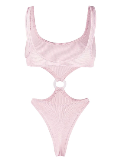 Shop Reina Olga Augusta Ring-detail Swimsuit In Pink