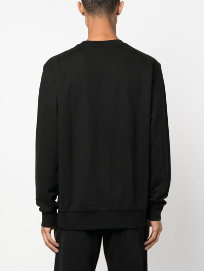 Shop Hugo Boss Flocked-logo Cotton Sweatshirt In Black