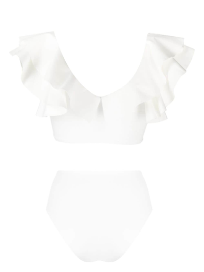 Maygel Coronel Mila Ruffled High-waist Bikini Set In White